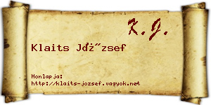 Klaits József névjegykártya